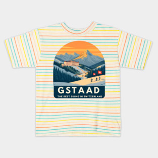 Gstaad Switzerland Skiing Mountains Travel Souvenir Kids T-Shirt