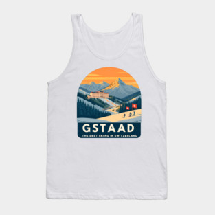Gstaad Switzerland Skiing Mountains Travel Souvenir Tank Top