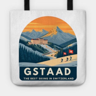 Gstaad Switzerland Skiing Mountains Travel Souvenir Tote