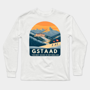 Gstaad Switzerland Skiing Mountains Travel Souvenir Long Sleeve T-Shirt