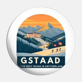Gstaad Switzerland Skiing Mountains Travel Souvenir Pin