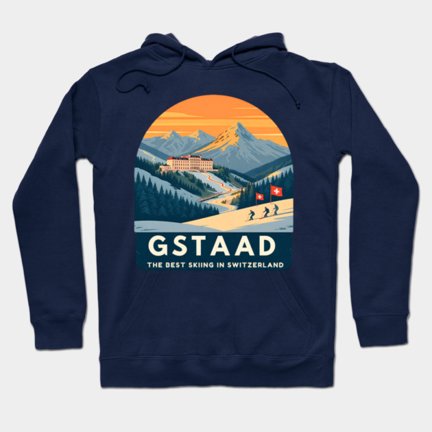 Gstaad Switzerland Skiing Mountains Travel Souvenir Hoodie by Art2Wear