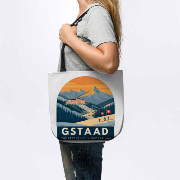 Gstaad Switzerland Skiing Mountains Travel Souvenir by Art2Wear