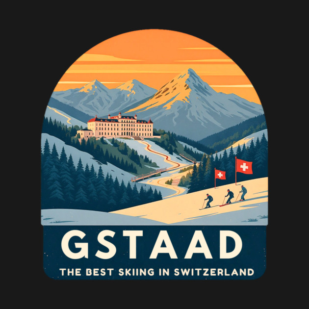 Gstaad Switzerland Skiing Mountains Travel Souvenir by Art2Wear