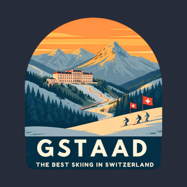 Gstaad Switzerland Skiing Mountains Travel Souvenir by Art2Wear
