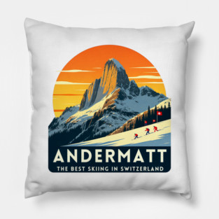 Andermatt Skiing in Switzerland Vacation Trip Pillow