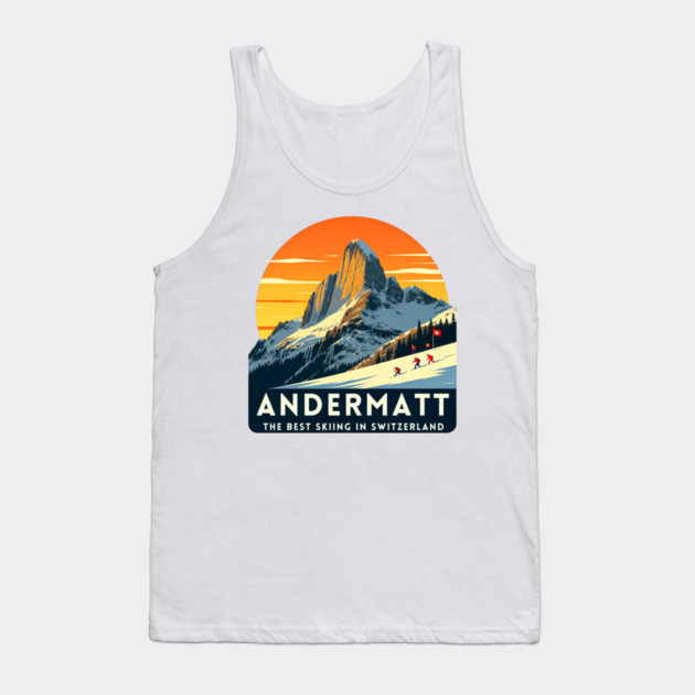 Andermatt Skiing in Switzerland Vacation Trip Tank Top by Art2Wear