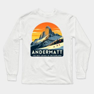 Andermatt Skiing in Switzerland Vacation Trip Long Sleeve T-Shirt