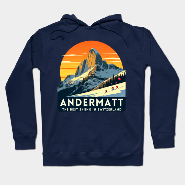 Andermatt Skiing in Switzerland Vacation Trip Hoodie by Art2Wear