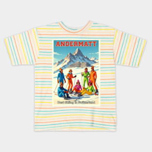 Andermatt Switzerland Skiing in Winter Sports Resort Kids T-Shirt