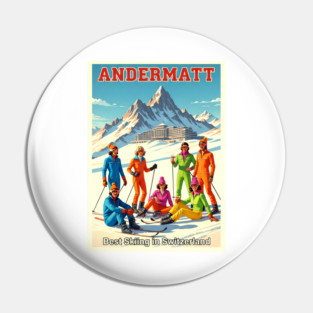 Andermatt Switzerland Skiing in Winter Sports Resort Pin