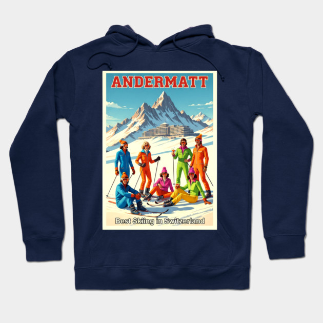 Andermatt Switzerland Skiing in Winter Sports Resort Hoodie by Art2Wear