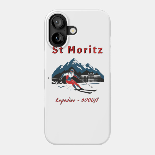 St Moritz Switzerland Skiing Engadine 6000ft Phone Case by Art2Wear