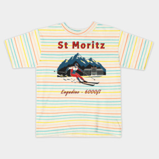 St Moritz Switzerland Skiing Engadine 6000ft Kids T-Shirt