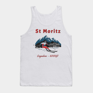 St Moritz Switzerland Skiing Engadine 6000ft Tank Top