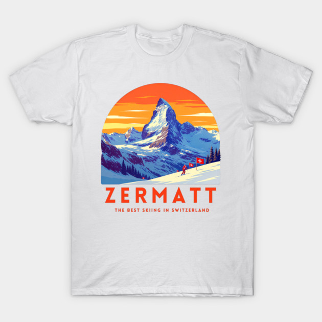 Zermatt Best Skiing in Switzerland Famous Resorts T-Shirt by Art2Wear