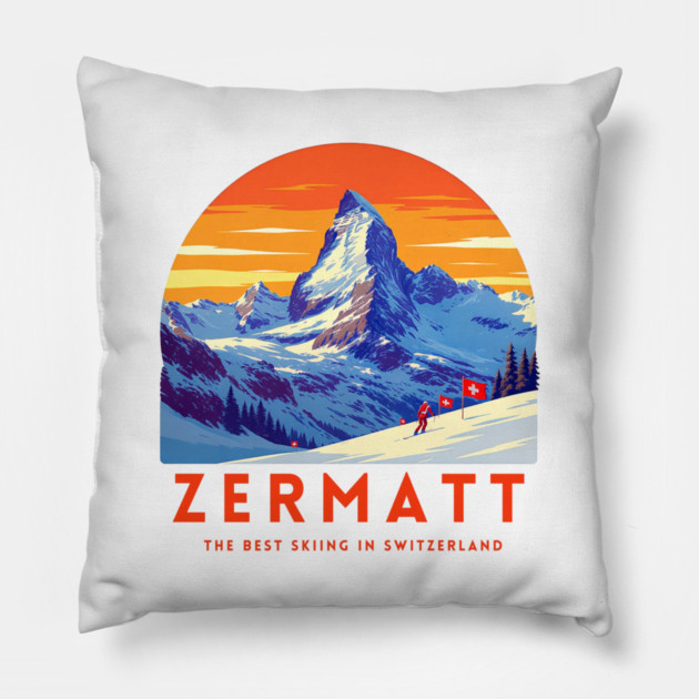 Zermatt Best Skiing in Switzerland Famous Resorts Pillow by Art2Wear