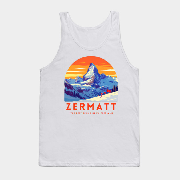 Zermatt Best Skiing in Switzerland Famous Resorts Tank Top by Art2Wear