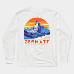 Zermatt Best Skiing in Switzerland Famous Resorts Long Sleeve T-Shirt