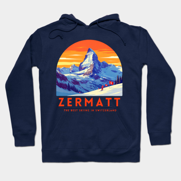 Zermatt Best Skiing in Switzerland Famous Resorts Hoodie by Art2Wear