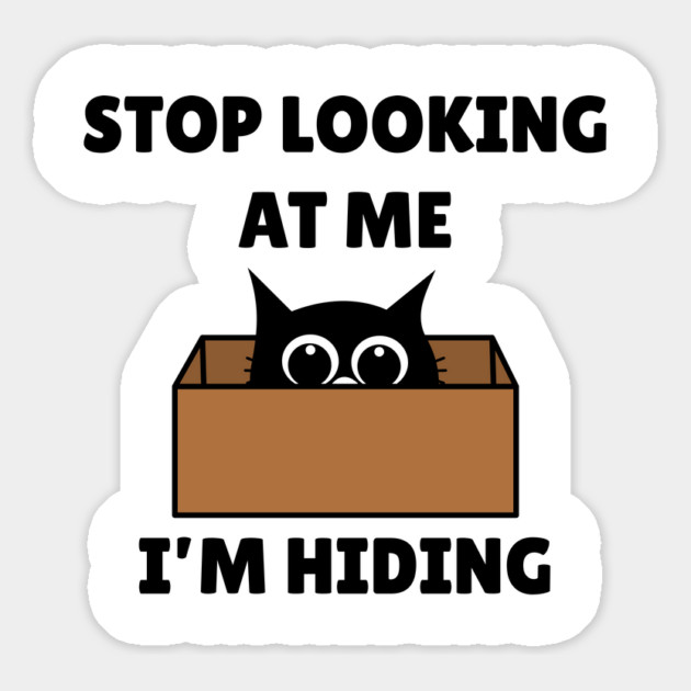 Stop Looking At Me I'm Hiding - Hiding Cat in Box Magnet by Creatifly Graphic Tees