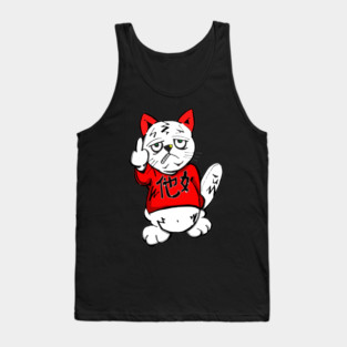 insulting and one finger salute flipping off Cat Tank Top