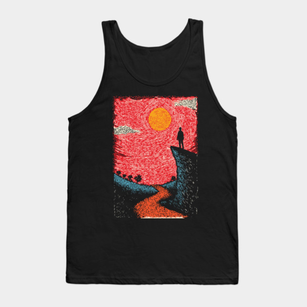 Hiker's Vista | Vintage Adventure Seeker Art Tank Top by TuncGK