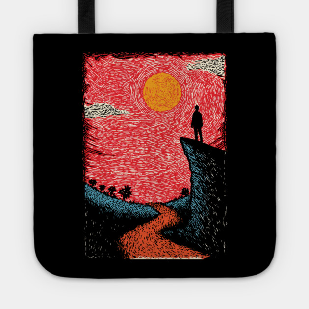 Hiker's Vista | Vintage Adventure Seeker Art Tote by TuncGK
