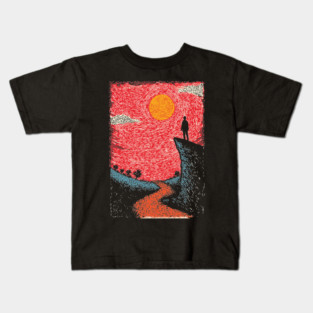 Hiker's Vista | Vintage Adventure Seeker Art Kids T-Shirt