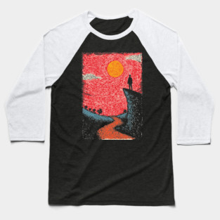 Hiker's Vista | Vintage Adventure Seeker Art Baseball T-Shirt