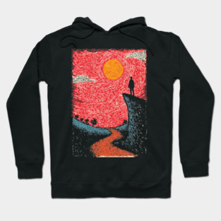 Hiker's Vista | Vintage Adventure Seeker Art Hoodie