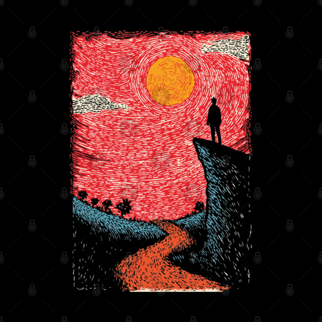 Hiker's Vista | Vintage Adventure Seeker Art by TuncGK