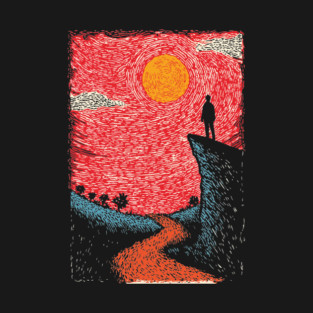 Hiker's Vista | Vintage Adventure Seeker Art T-Shirt