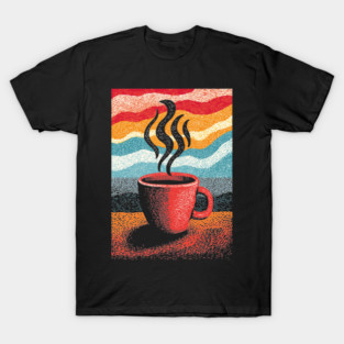 Retro Steaming Coffee Mug | 70s Vibe Morning Brew T-Shirt