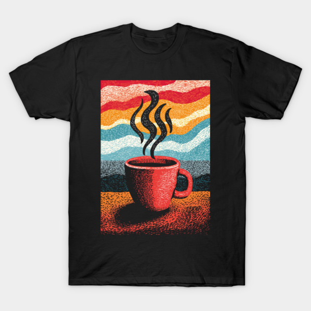 Retro Steaming Coffee Mug | 70s Vibe Morning Brew T-Shirt by TuncGK