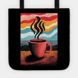 Retro Steaming Coffee Mug | 70s Vibe Morning Brew Tote