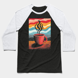 Retro Steaming Coffee Mug | 70s Vibe Morning Brew Baseball T-Shirt