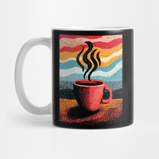 Retro Steaming Coffee Mug | 70s Vibe Morning Brew by TuncGK