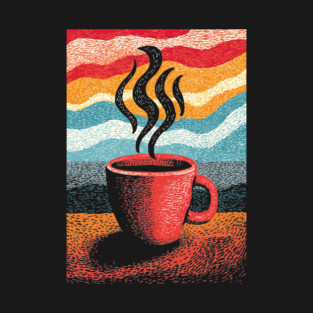 Retro Steaming Coffee Mug | 70s Vibe Morning Brew T-Shirt