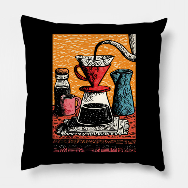 The Art of the Pour Over | V60 Coffee Brewing Pillow by TuncGK
