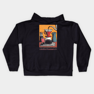 The Art of the Pour Over | V60 Coffee Brewing Kids Hoodie