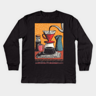 The Art of the Pour Over | V60 Coffee Brewing Kids Long Sleeve T-Shirt