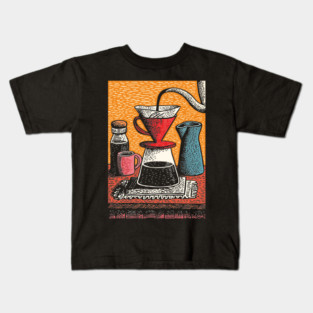 The Art of the Pour Over | V60 Coffee Brewing Kids T-Shirt