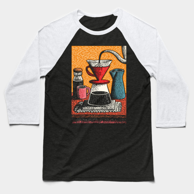 The Art of the Pour Over | V60 Coffee Brewing Baseball T-Shirt by TuncGK