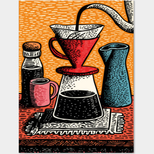 The Art of the Pour Over | V60 Coffee Brewing Posters and Art
