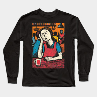 Tired Barista End of Shift | Relatable Service Industry Long Sleeve T-Shirt