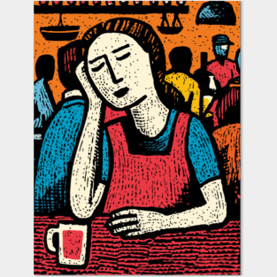 Tired Barista End of Shift | Relatable Service Industry Posters and Art