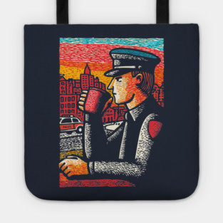 Police Officer Coffee Break | Thin Blue Line Hero Art Tote