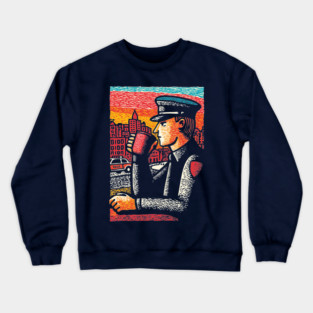 Police Officer Coffee Break | Thin Blue Line Hero Art Crewneck Sweatshirt