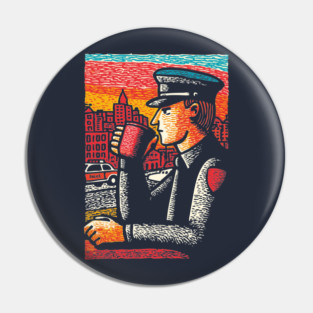 Police Officer Coffee Break | Thin Blue Line Hero Art Pin